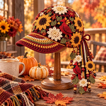 Women’s Handmade Crochet Autumn Baseball Cap
