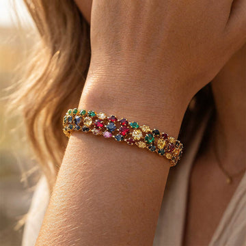 Luxurious Bracelet with Coloured Zirconia Stones