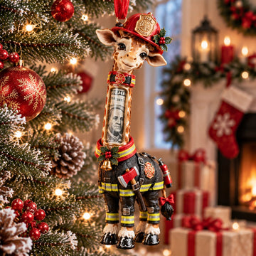 Giraffe on the Job Christmas Cash Holder Ornament