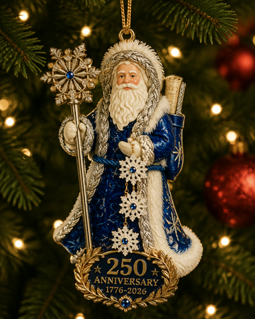 250th Anniversary Snowflake Santa Ornament for the Christmas Tree