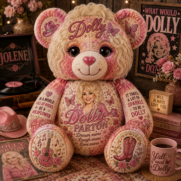 Country Music Lover Gift Dolly Parton Bear Pillow