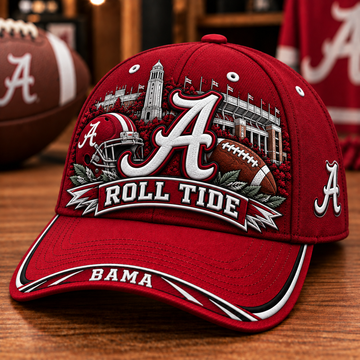 ROLL TIDE Crimson Football Fan Cap