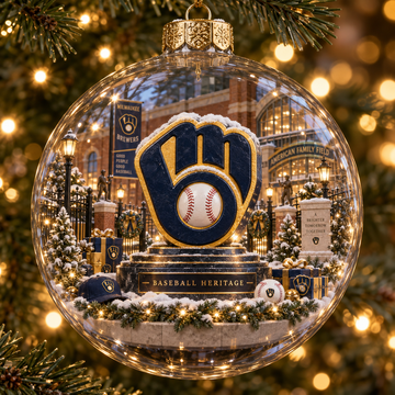 Brewers Light-Up Baseball Heritage Christmas Ornament