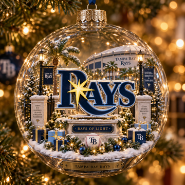Rays Light-Up Baseball Heritage Christmas Ornament