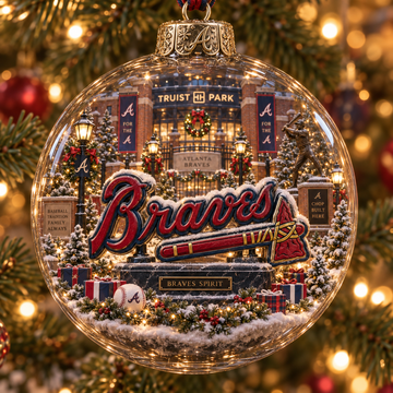 Atlanta Braves Light-Up Baseball Heritage Christmas Ornament