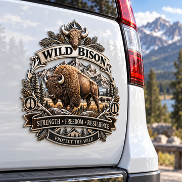 Wild Bison 3D Metal Car Emblem – Strength · Freedom · Resilience