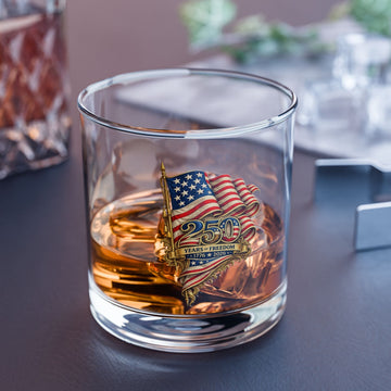 Patriotic 1776–2026 Commemorative Glass
