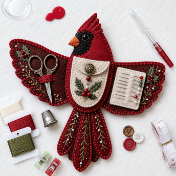 Bird-Shaped Felt Sewing Organizer DIY Kit