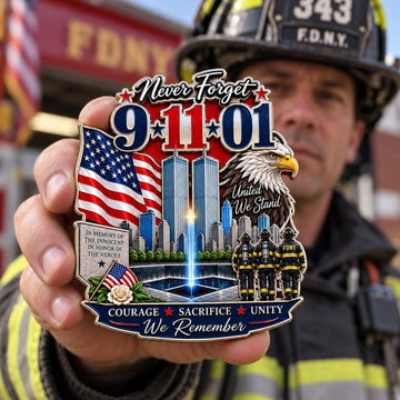 “Never Forget” Firefighter Tribute Metal Car Emblem