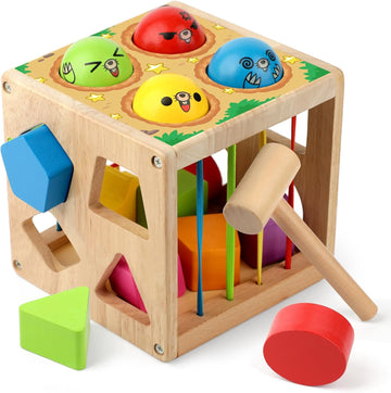 Wooden Shape Sorting Cube – Montessori Fine Motor Skills Toy