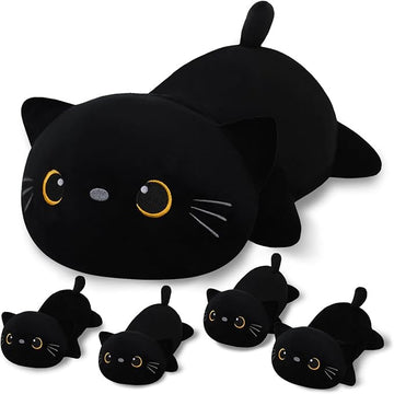 Black Cat Mommy Stuffed Animal – 5-in-1 Plush with 4 Babies in Her Tummy