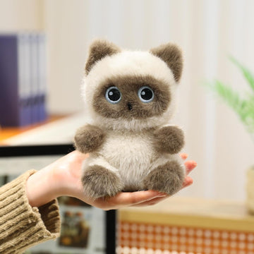 Palm-Sized Siamese Cat Plush – 6 Inch Soft Stuffed Animal Doll