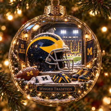 Go Blue – Light-Up College Football Heritage Christmas Ornament