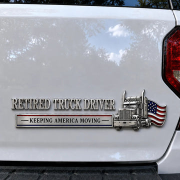 Retired Truck Driver Car Emblem Badge