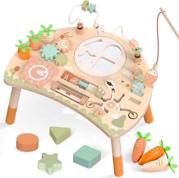 Wooden Activity Table for Toddlers – 9-in-1 Montessori Sensory Table
