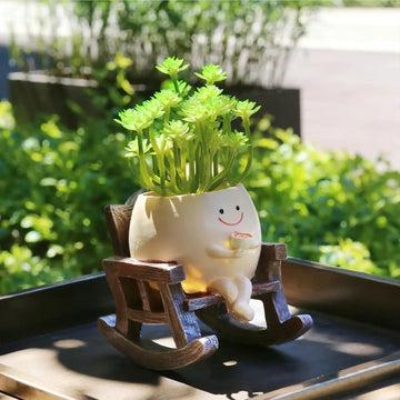 Cartoon Plant Pot, Cute Chair Design Vase with Drain Hole