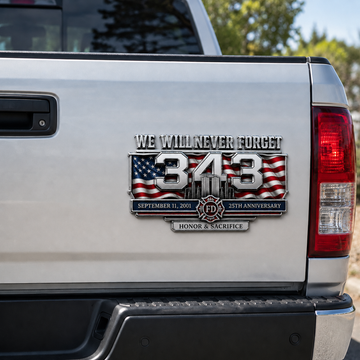WE WILL NEVER FORGET — 343 heroes Car Emblem