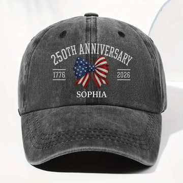 American Flag Bow Vintage Denim Cap