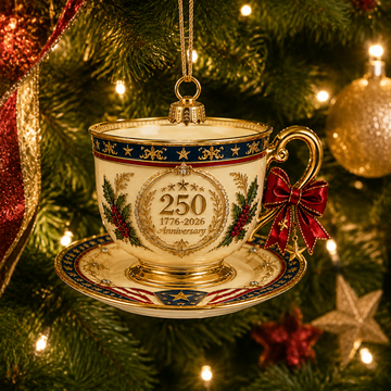 250th Anniversary Vintage Teacup-Style Christmas Ornament
