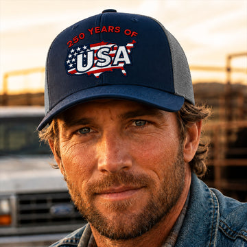 250 Years of America Trucker Hat – Patriotic Mesh Cap