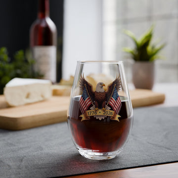 America’s 250th Anniversary “Wings of Freedom” Stemless Wine Glass