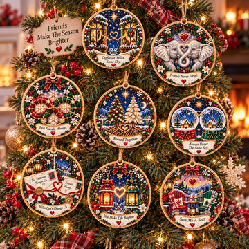8-Piece DIY Diamond Painting Wooden Christmas Ornament Kit