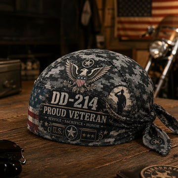 DD-214 Proud Veteran Riding Headwrap Cap