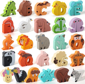 Wooden Alphabet Animal Puzzle – 52-Piece ABC Matching Game