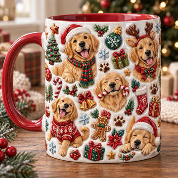 Golden Retriever Christmas Accent Mug