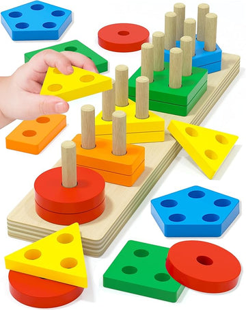 Wooden Montessori Shape Sorter Puzzle – 20-Piece Learning Toy