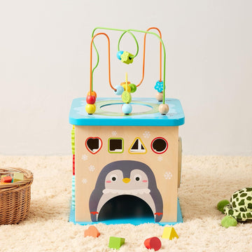 Wooden Activity Cube – 5-in-1 Educational Learning Toy