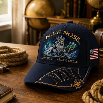 “Crossing The Line” Navy Embroidered Cap