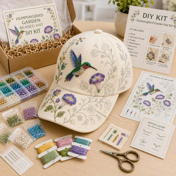 Hummingbird Garden Beaded Hat DIY Kit