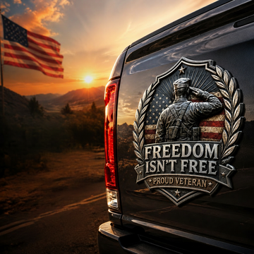 Freedom Isn't Free – Proud Veteran Patriotic Emblem for Your Vehicle