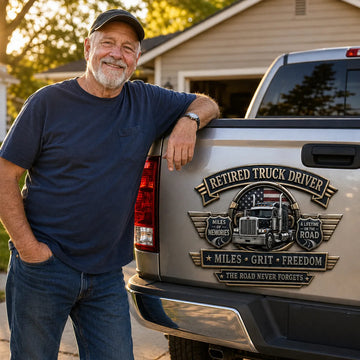 Retired Truck Driver Metal Car Emblem