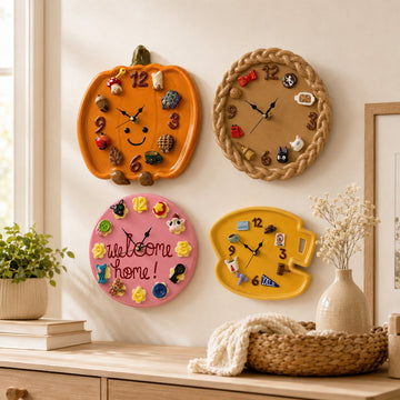 Cozy Harvest Pumpkin Clock with Rearrangeable Charms