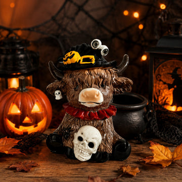 Spooky & Cozy Highland Cow Figurine Collection