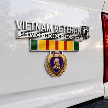 Vietnam Veteran Tribute Car Emblem Metal Badge