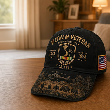 Vietnam Veteran Never Forgotten 1955–1975 Commemorative Cap