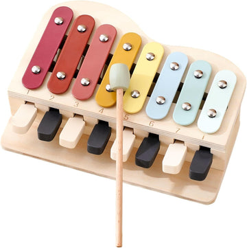 2-in-1 Piano Xylophone Wooden Musical Toy – Montessori Sensory Music Set