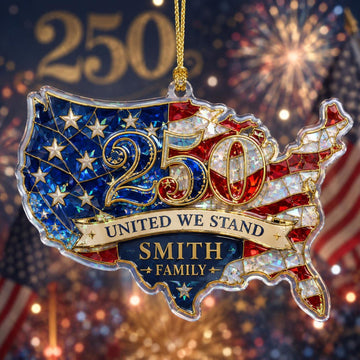 United We Stand USA Map Hologram Ornament