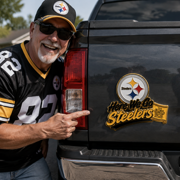 Here We Go Steelers Car Emblem Metal Badge