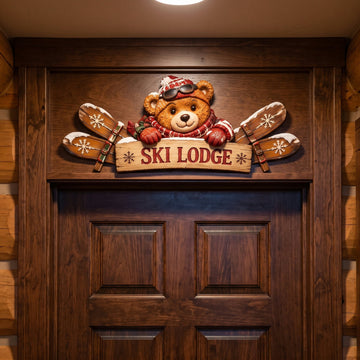 Winter Mountain Cabin Door Topper