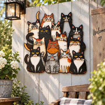 Funny Cat Family Metal Wall Decor