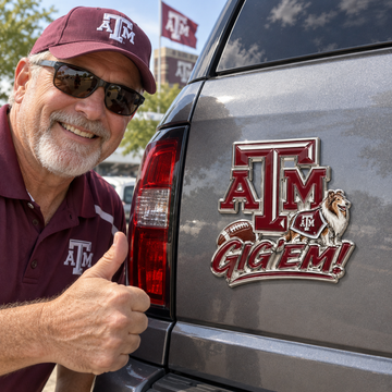 Gig 'em! Car Emblem Metal Badge