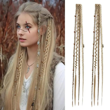 Boho Beaded Clip-In Braids – Effortless Festival & Everyday Hair Transformation(2Pcs)