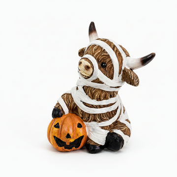 Highland Cow Halloween Decor Rustic Figurine