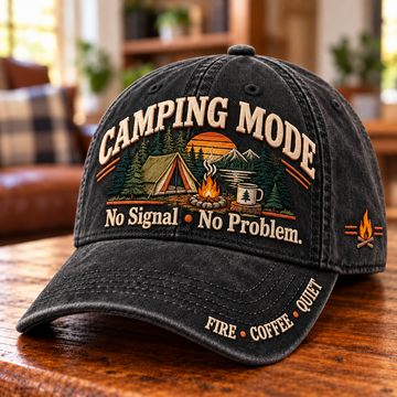 Camping Mode No Signal No Problem Outdoors Humor Baseball Cap