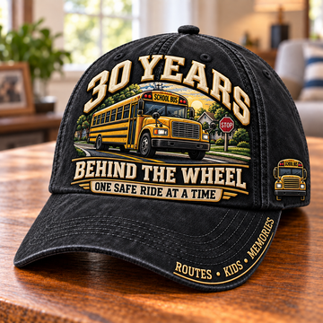 30 Years Behind The Wheel School Bus Driver Milestone Baseball Cap