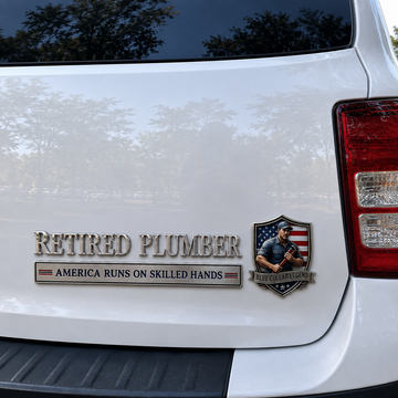 Retired Plumber Car Emblem Badge